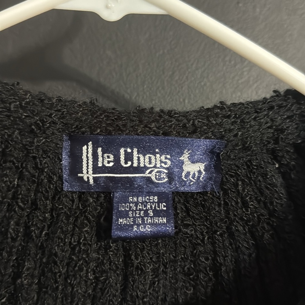 le Chois Vintage Textured Black Open Front Cardigan Size: S - Picture 3 of 6